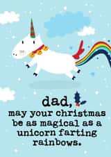 Funny Dad Christmas Card - Unicorn Farting Rainbows created by Mrs Best Paper Co.