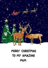 Classic Christmas Card For Mum - Deer created by HCD Illustration
