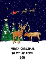 Classic Christmas Card For Son - Deer created by HCD Illustration