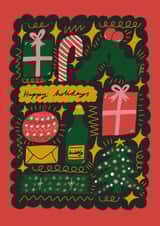 Happy Holidays - festive illustrated Christmas card perfect Season's Greetings created by Natalie Byrne