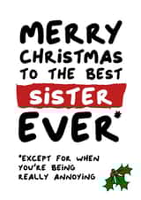 Funny Cheeky Christmas Card For Your Sister created by Waffle & Faff