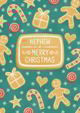 Cute Christmas Card For Nephew – Gingerbread Biscuits, Sweets and Snow created by Chloe  Tyler
