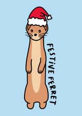Cute Ferret Christmas Card - Festive Ferret created by Weasel & Fox Studio