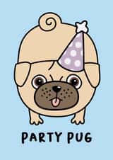 Cute Pug Birthday Card - Party Pug! created by Weasel & Fox Studio