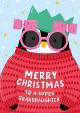 Cute Christmas Card - Granddaughter - Penguin created by Macie Dot Doodles