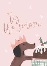 Cute Sausage Dog Christmas Pudding Card created by Mint and Pickle