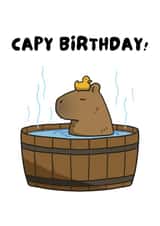 Capybara Happy Birthday Card - Punny Birthday Card created by WittyGoodsShop