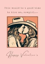 LGBTQ Lesbian Valentine's Card for Wife, Fiance or Girlfriend - Kiss Me, Cowgirl created by Tommy Atkins