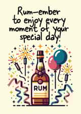 Rum-ember birthday card created by Haydn Pole