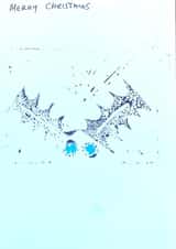 Christmas card ' Holly blue' handmade Lino print created by NanglePrints