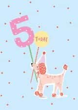Cute 5th Birthday Card - Poodle Dog - Today You're 5 Years Old created by Paperlink and Meraki Greeting Cards