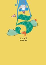 Cute 5th Birthday Card - Monkey - Today You're 5 Years Old - Five Today created by Paperlink and Meraki Greeting Cards