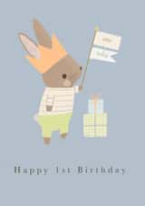Cute Bunny Illustrated Card - Happy 1st Birthday created by Vicky Carpenter