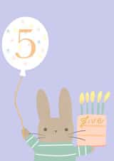 Cute Bunny Birthday Card - 5th Today created by Vicky Carpenter