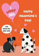 Cute Valentine's Card - Dogs - I Woof You created by Pixie Studio