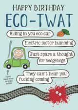 Funny Birthday Card - For an EV driving Eco Warrior created by Kelly Hunt Designs