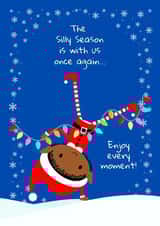 Cute Christmas elf fun in the snow. Perfect for families, children, grandparents created by Ozric's Cards