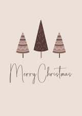 Merry Christmas Brown Boho Christmas Card with Christmas Trees created by Tony Tree