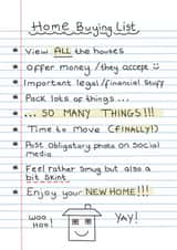 Funny New Home Card - Home Buying List - Enjoy Your New home created by Maria Joanne Designs