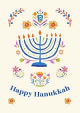 Hanukkah Blessings - Menorah, Flowers, Stars & Candles created by Dara, Ceramic Scripture