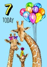 Cute Giraffe Birthday card - 7th Birthday created by Poppy & Mabel