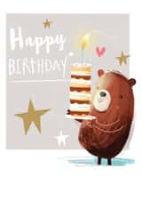 Cute Birthday Card - Bear with Cake created by Hello Munki