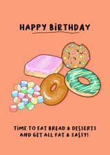 Cheeky Birthday Card - Fat & sassy created by Back to the drawing board illustration