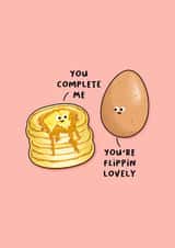 Cute Anniversary Card - Punny Pancake & egg flirt created by Back to the drawing board illustration