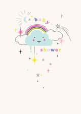 Cute Baby Shower Card - Rainbow - Cloud created by Paperlink and Meraki Greeting Cards