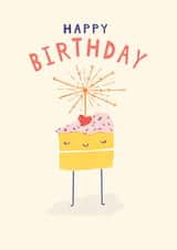 Cute Birthday Card - Illustrated Cake created by Paperlink and Meraki Greeting Cards