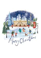 London City scenic Christmas card, traditional watercolour created by Hannah Owen Illustrates