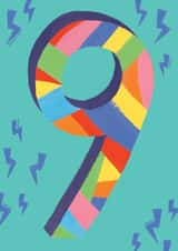 Colourful 9th Birthday Card - Rainbow - 9 Years Old Today created by Paperlink and Meraki Greeting Cards