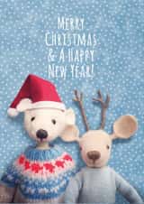 Cute Christmas card - Christmas Jumper - polar bear and little deer created by Paper Bird