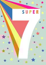 Fun 7th Birthday Card - Super - Fun Colourful created by Ally Marie Illustration