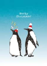 Cute Christmas card, penguins and mistletoe - Making Merry created by Paper Bird
