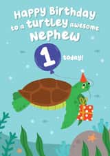 Cute Turtle Birthday Card - Nephew - 1 today! created by Pixie Studio