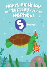 Cute Turtle Birthday Card - Nephew -  5 today! created by Pixie Studio