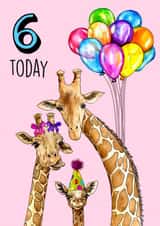Cute Giraffes Birthday Card - 6 Today created by Poppy & Mabel