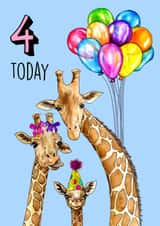 Cute Giraffes Birthday Card - 4 Today created by Poppy & Mabel