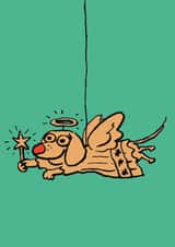 Cute Cartoon Christmas Card for Friend or Relative - Angel Dog created by Cardinky