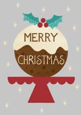 Christmas Pudding and Holly card - Merry Christmas created by Louise Brainwood