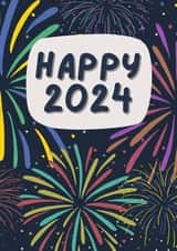Happy New Year Card - 2024 - Colourful Fireworks created by Pepper & Plum