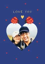 Personalised Valentines Day Photo Card created by Paperlink and Meraki Greeting Cards - Cute Ladybug Photo Card - Valentines or Anniversary