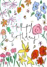 Pretty Birthday Card - For Her - Colourful Flowers created by Bellynam Studio
