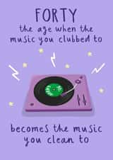 40th Birthday Card - for 90s Music Lovers - Clean Along With the Club Classics created by Running with Scissors