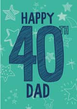 Classic Happy Birthday Card - Dad - 40th Birthday created by Betty Kitten