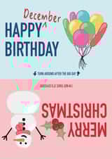 Funny birthday card for December birthdays that includes Merry Christmas too created by @cackhandedcreations