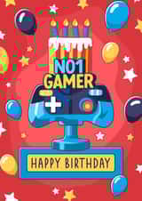 No.1 Gamer Cake - Happy Birthday card created by Evie Garnett Designs