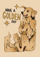 Cute Illustrated Golden Retriever Birthday Card - Have a Golden Day created by Liv Tilbury