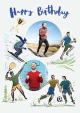 Personalised Birthday Photo Card created by Paperlink and Meraki Greeting Cards - Sports Star Photo Card - Happy Birthday - Illustration